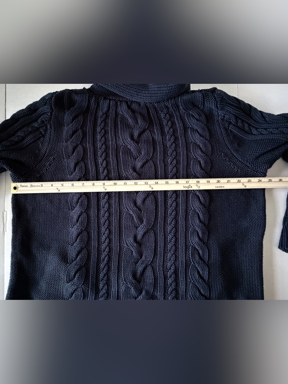 100% Cotton Navy Cable Knit Turtleneck Sweater - Women’s XXL - Picture 10 of 11